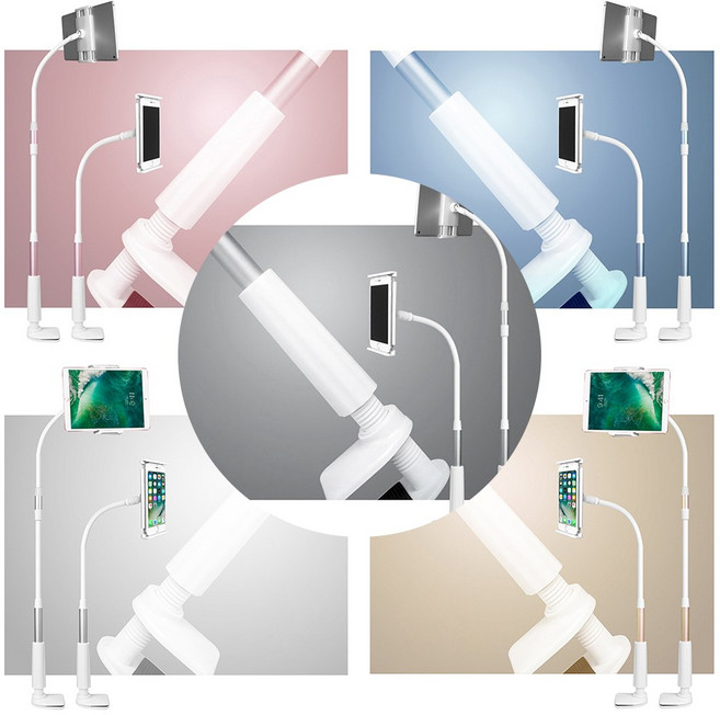 브로키 스마트폰 태블릿 침대 거치대 85cm 소 자바라 거치대, 골드, 1개