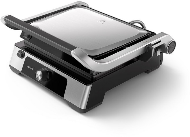 필립스 180도 양면 전기그릴 5000 시리즈 블랙 캠핑용 간편 세척, Hd6301/series