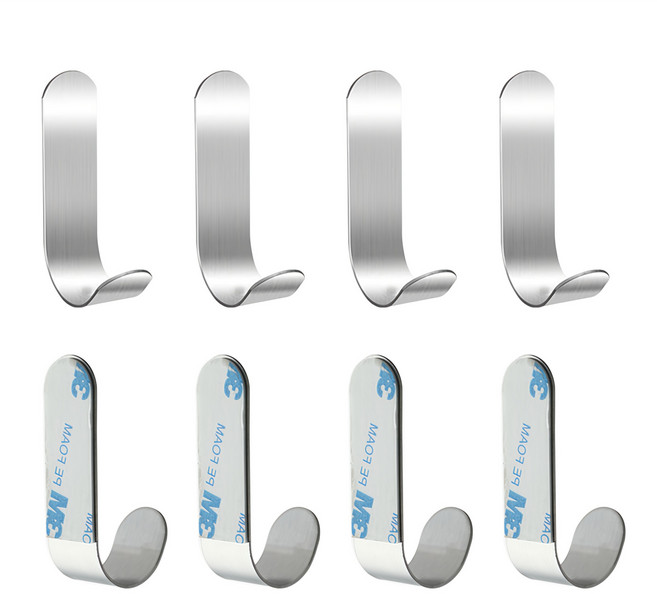 쓰리엠 강력접착 다용도 스테인레스 후크 J형 8p, 1세트