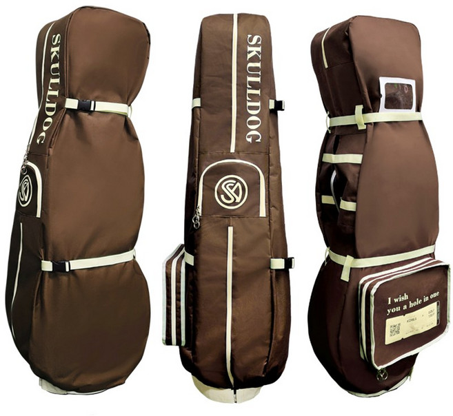 스컬독 10초만에 씌우는 2중잠금 안전벨트 항공커버 몽트르 하단 오픈형 골프 항공백 일반 스탠드 바퀴형 모두 호환가능, 몽트르 럼 브라운