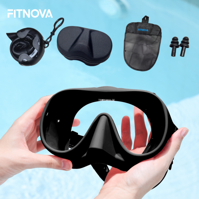 핏노바 오션핏 올인원 스노쿨링 세트, 딥블랙