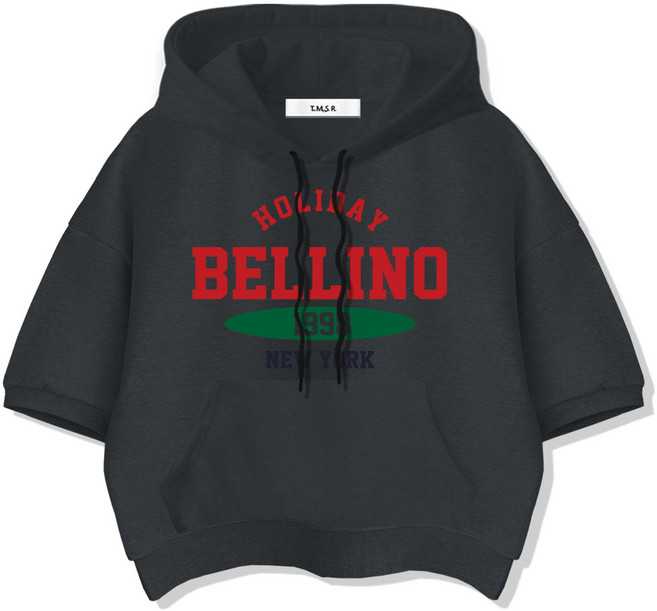 몰토벨리노 TSF 홀리데이벨리노 세미오버핏 고밀도 크롭 반팔 후드티