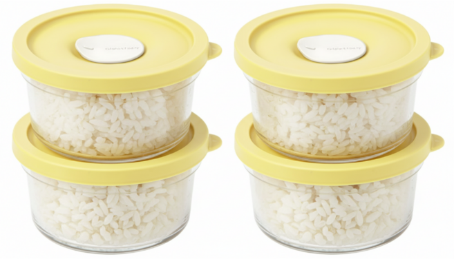 글라스락 렌지쿡 촉촉한 햇밥용기 원형 350ml, 4개