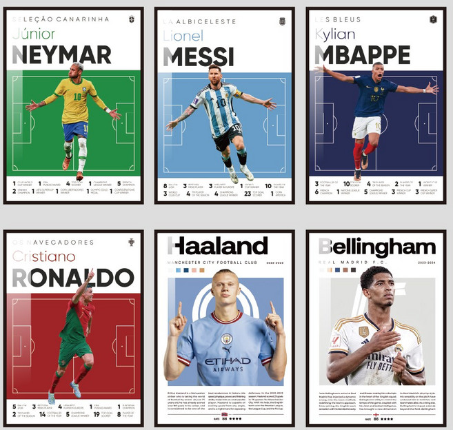 포스터월드 축구 대형 포스터 인테리어 아이방꾸미기 빈티지 포스터 소품 집들이 선물 액자 모음, 03, A3 사이즈, 포스터 + 블랙 액자 결합