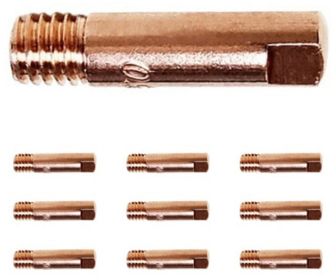 제이식 용접기 M100 부속품 악세사리 팁홀더 노즐 미그팁 와이어 논가스 용접부품, 1세트, 미그탭10개