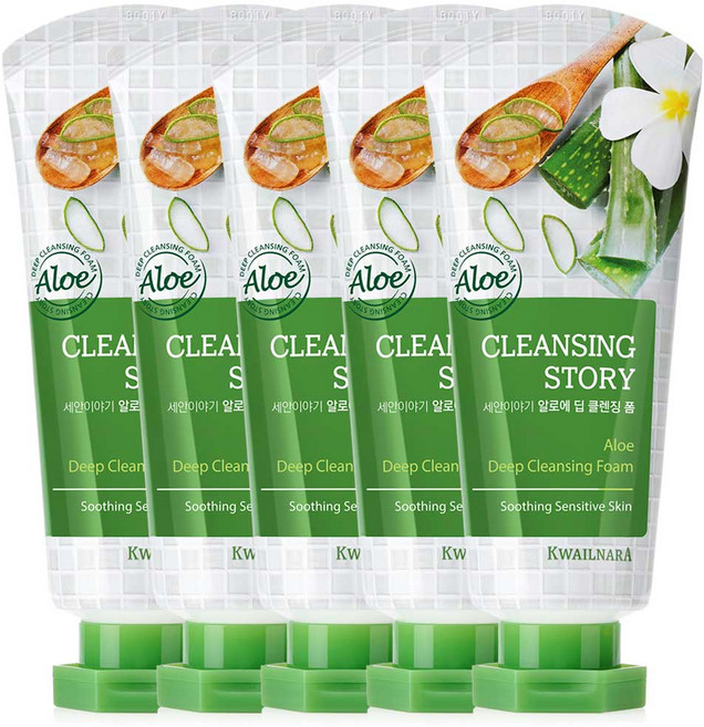 과일나라 세안이야기 알로에 딥 클렌징 폼, 120g, 5개