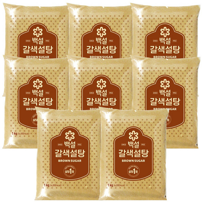 백설 갈색설탕, 1kg, 8개