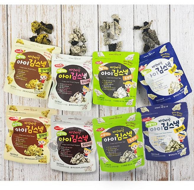 Bebest 처음먹는 베이비 푸드 바삭바삭 아이 김스낵 4종(오리지널+양파+두부맛+멸치맛), 2세트