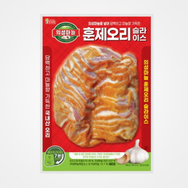 롯데 의성마늘 훈제오리 슬라이스, 4개, 400g