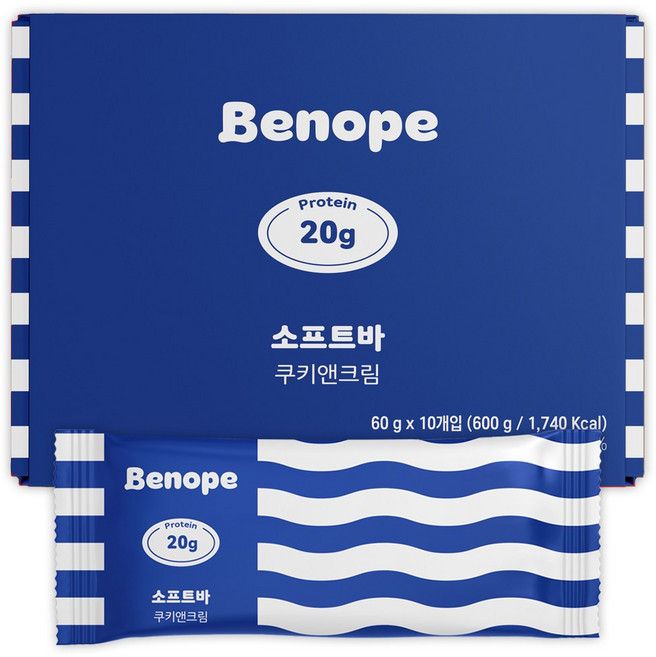 베노프 소프트바 쿠키앤크림 단백질바, 600g, 1개