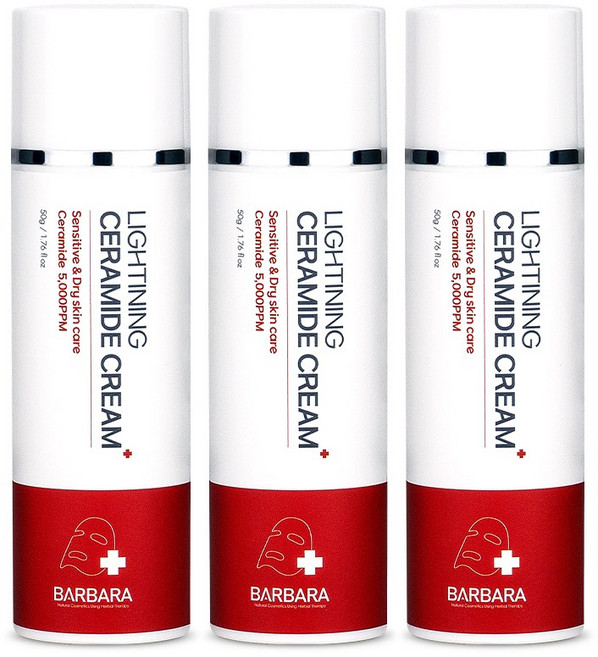 바르바라 세라마이드 판테놀 피부 장벽 강화 안면홍조 붉은기 집중 진정 크림, 50ml, 3개