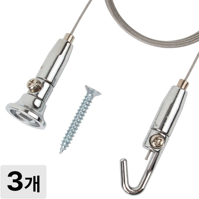 [철물인] 액자걸이 강력천장피스 소 5kg용 실버 - 천장고정용, 3개, 와이어1미터-실버