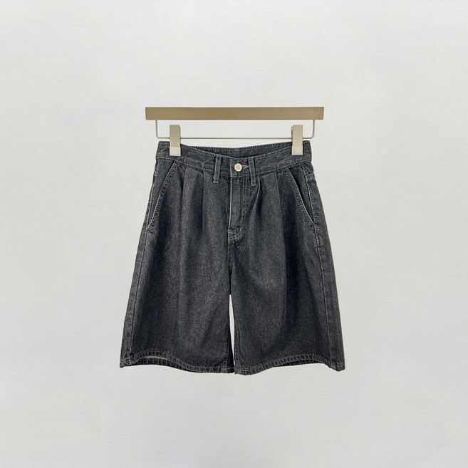 [디아미뇽] 미니멀 핀턱 데님 반바지