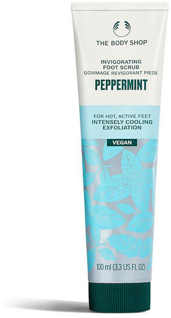The Body Shop 페퍼민트 상쾌한 풋 스크럽 발을 쿨링 각질 제거제 비건 100ml / 3.3온스
