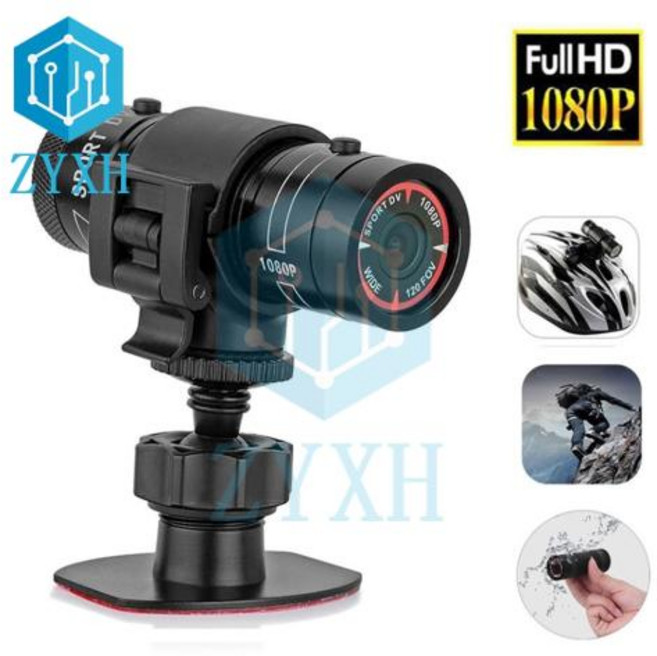 방수 미니 야외 자전거 오토바이 헬멧 HD 액션 카메라 1080P 스포츠 캠코더 12M 픽셀 DV 자동차 비디오 레코더, 없음