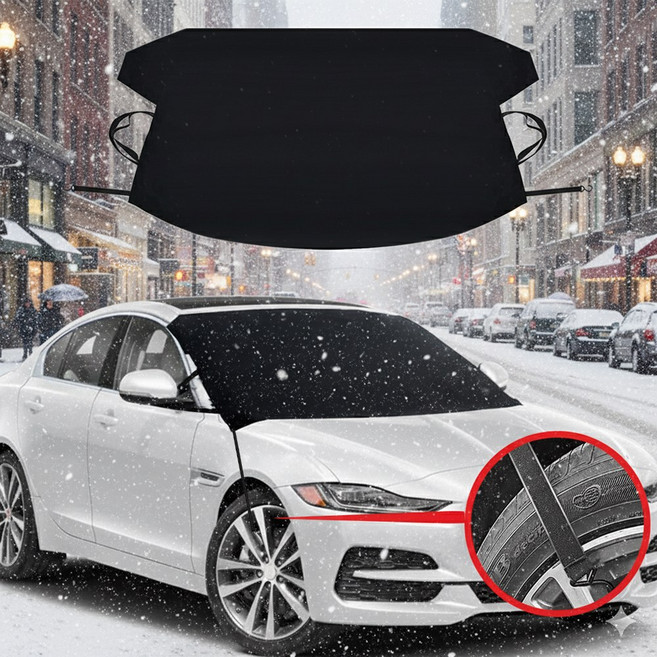 3초쿨 자동차 성에방지 커버 차량용 스노우 커버 덮개, 블랙