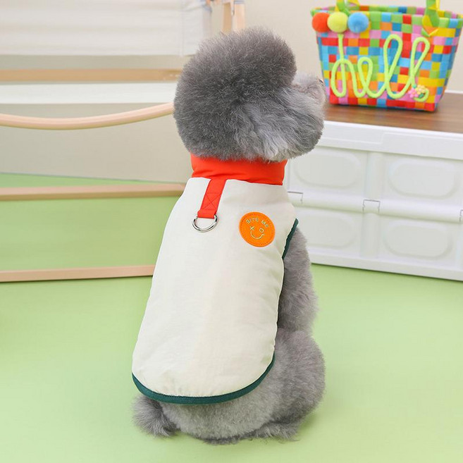 minjisstore 하네스 패딩 겨울 강아지 진돗개 반려견 조끼, 베이지, 1개