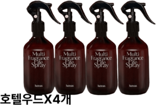 [정품]헤트라스 멀티스프레이 선물세트 섬유향수 룸스프레이 섬유탈취제, 4개, 호텔우드2, 300ml