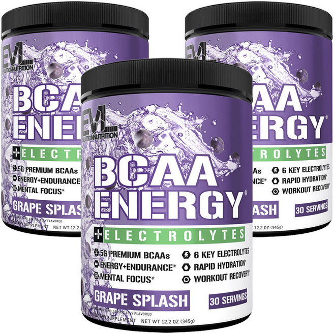 EVLUTIONNUTRITION BCAA 能量電解質 葡萄風味, 3個, 345g