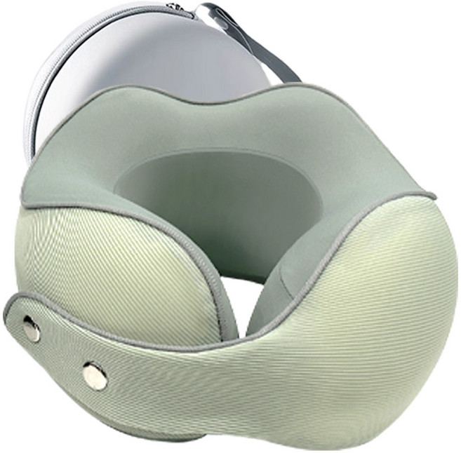 우디우디 여행용 기내용 메모리폼 목베개 쿠션 (EVA 마카롱 케이스), 그린