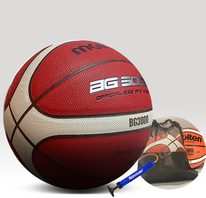 몰텐 농구공 초등고학년/중등/여성용 입문용 학교수업농구공 kbl/kba, 1개, B6G3000+볼펌프+볼가방세트