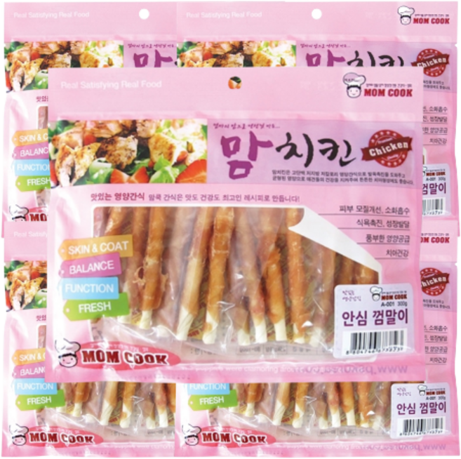 맘쿡(맘치킨) 안심 껌말이 x 5개 애견간식 사사미간식, 닭고기, 300g