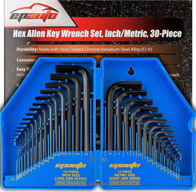 EPAuto Allen 키 세트 육각 렌치 30피스0.028-38인치 0.7-10mm, 1