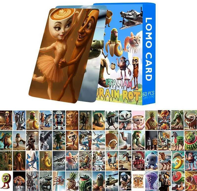 60매 대용량 LOMO 카드 이탈리아 브레인롯 밈 퉁퉁퉁 사후르 트랄랄라 게임, 1개