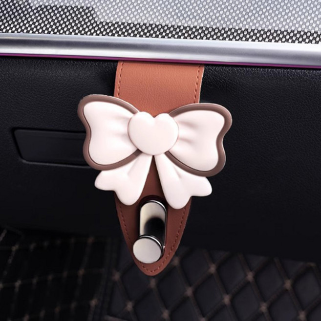 차량용 조수석 가방걸이 리본 후크걸이, 브라운, 1개