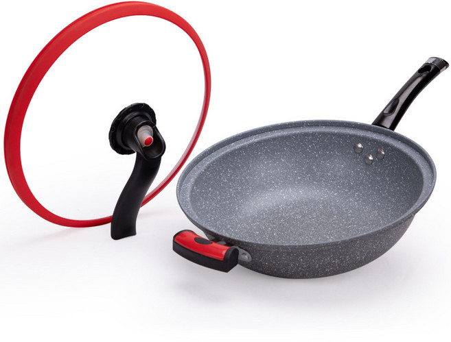 진공 미압 냄비 무연 복저 웍 맥반석 에너지 절약 건강 철냄비 인덕션 범용, 색깔1, 32cm, 1개