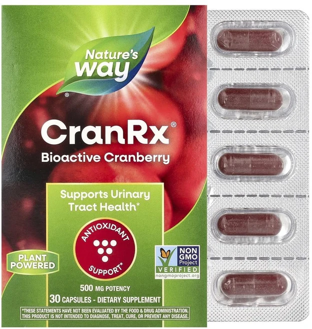 네이쳐스웨이 CranRx 유리너리 헬스 바이오액티브 크랜베리 500mg 30 베지캡슐, 2개, 30정 - 쿠팡