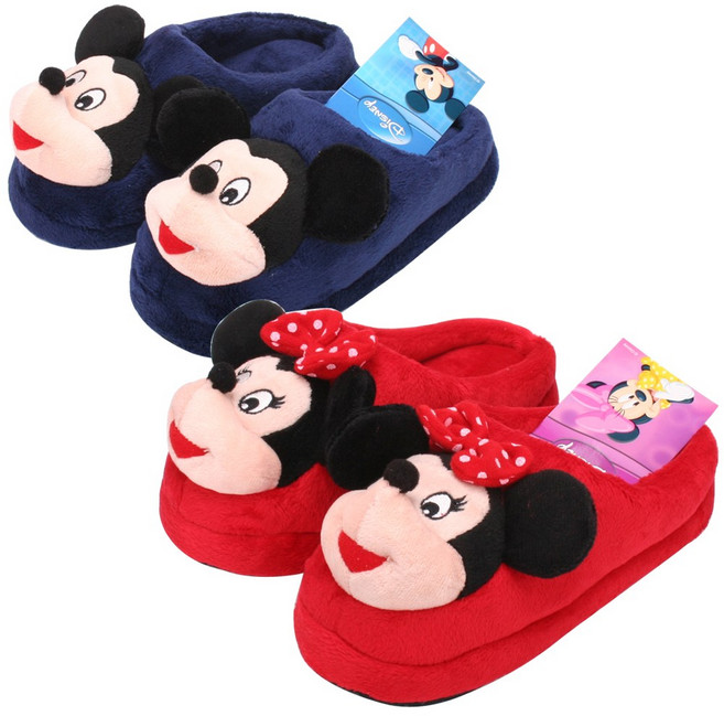 미키 미니 아동 슬리퍼 층간소음방지 털 거실화 캐릭터 실내화