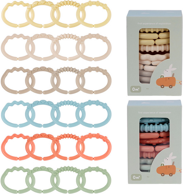 아이블린 유아용 고리 장난감 치발기 손감각 장난감, 1세트, 비비드+코지, 24P