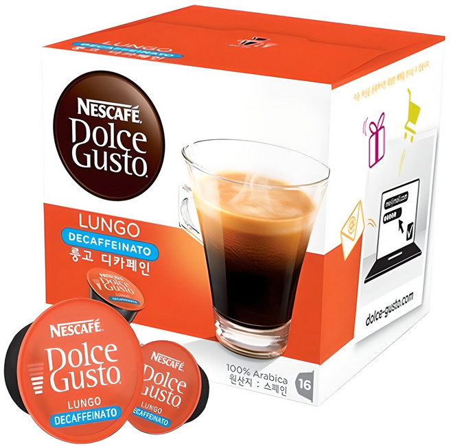 돌체구스토 네스카페 룽고 디카페인 캡슐커피, 7g, 16개입, 1개