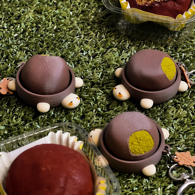 두쫀쿠 거북이 키캡 키링 클리커 에어팟 열쇠고리 폰던트 커플 우정 키홀더, 1개, 1. 청축