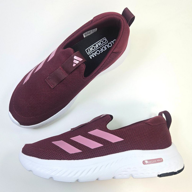 아디다스 워킹화 버건디 가벼운 슬립온 무브라운저 여성 끈없는 운동화 헬스장 스니커즈 발편한 런닝화 클라우드폼