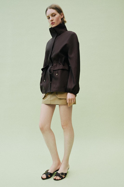 자라 ZARA 허리 조절 하이넥 재킷 - 브라운 선물추천