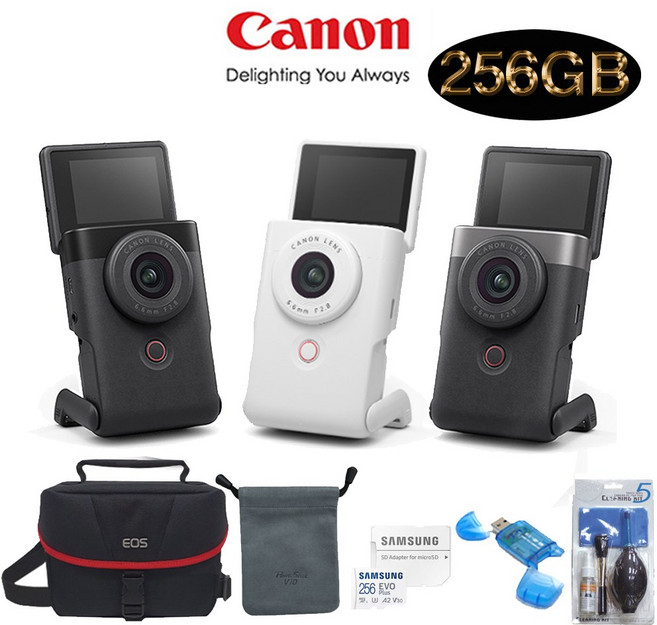 CANON PowerShot V10 핸디캠+256GB+정품파우치+정품가방+크리닝킷+리더기 고용량 브이로그 패키지, 실버