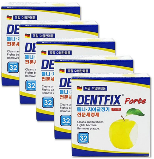 덴트픽스 틀니 치아교정기 전문세정제, 32개입, 5개