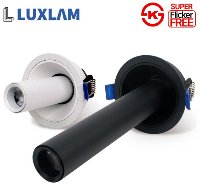 룩스램 LED 다운라이트 실린더 3인치 COB 10W 매입등 숏타입 롱타입 원통 스포트 조명 플리커프리, 화이트바디 전구색 숏타입, 1개