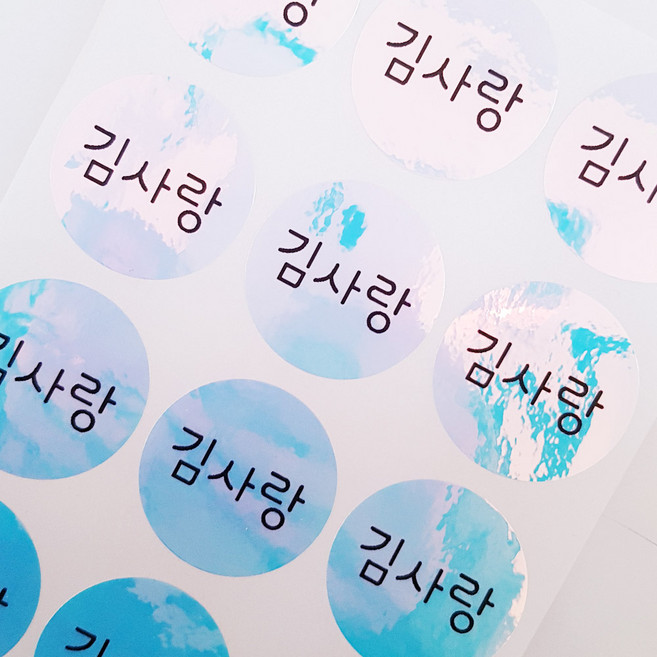 네임코코 원형 방수 네임스티커, 956-원형블루 그림없음