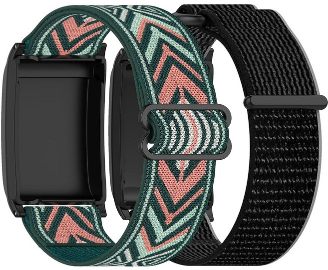 RuenTech 2팩 탄성 밴드 WHOOP 4.0 밴드 호환 피트니스 트래커용 조절식 나일론 스트랩 교체용 손목, Green and Black