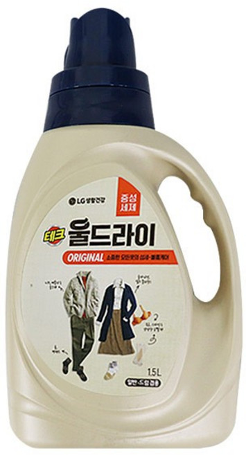 테크 울드라이 오리지널 1.5L -TJ 세제 울세제 울드라이 세탁 빨래 세탁기 일반세탁기세제 드럼세탁기세제, 1ml, 1개