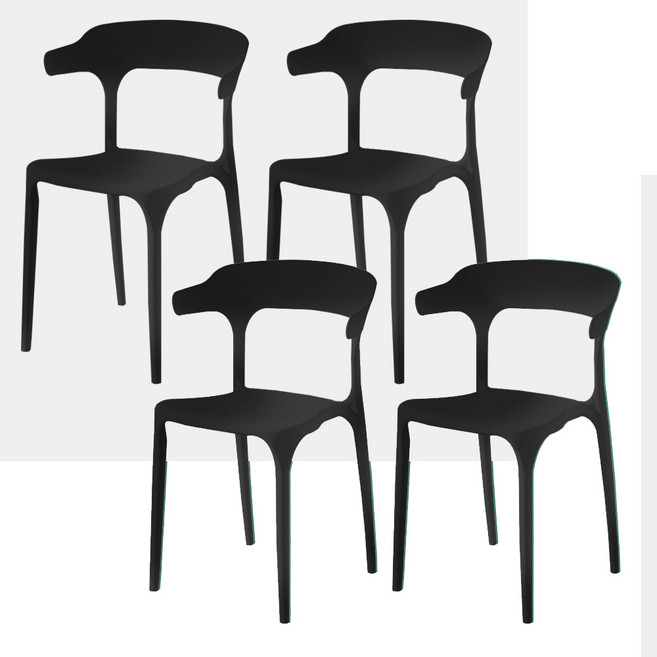 홈스퍼니처 인테리어 등받이 식탁 의자, 4개, 블랙