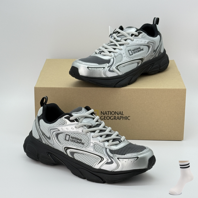 내셔널지오그래픽 운동화 컨투어 프리즈 실버 BLACK 스니커즈 런닝화 신발 (티티팜 양말 증정)
