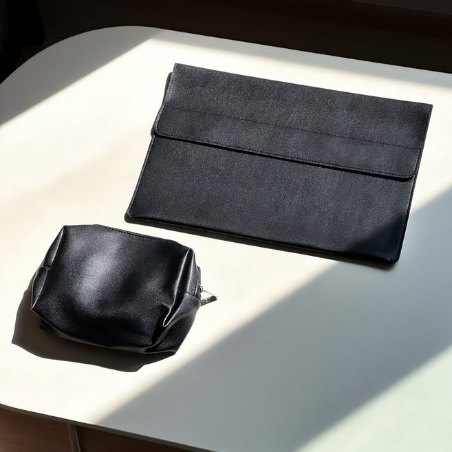 리브헤븐 노트북파우치 맥북 아이패드 가죽 파우치 케이스, 블랙, 1개