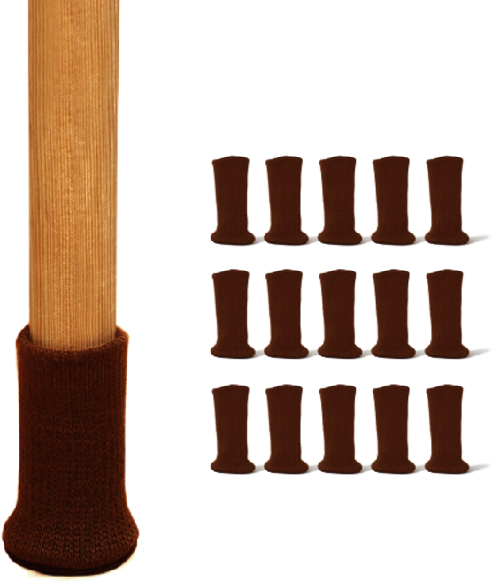 KI ecobe 흘러내림 방지 실리콘 니트 의자 발 커버 16개, 연브라운