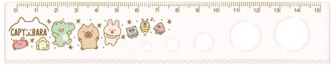 卡皮巴拉 圈圈尺 水豚直尺15cm 波浪尺 可愛卡通壓克力尺 學生文具用品, 1個, 開心