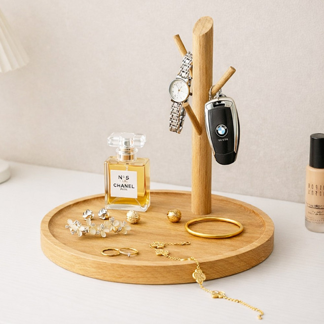 세일론 현관 분실방지 차키 열쇠 소품 악세사리 보관 인테리어 우드 트레이, 월넛 브라운