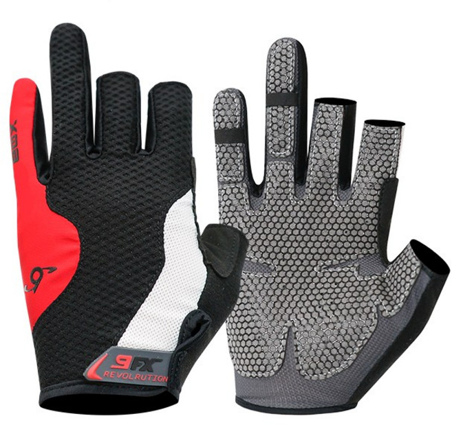 나인에프엑스 3컷 스포츠 낚시 글로브, 블랙레드매쉬, 1개
